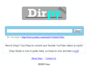 Page d'accueil de Dirpy