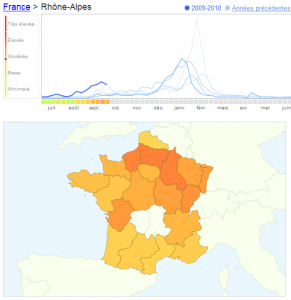 Google trend Flu - Carte de la contamination française