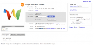 Acheter une invitation Google Wave sur Ebay