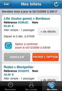Application iPhone - Billet de train SNCF