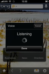 Bing sur iPhone - Reconnaissance Vocale