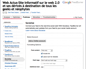 FeedBurner et l'option socialize