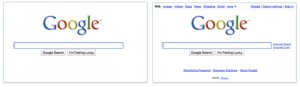 Page minimaliste de Google avec apparition en fade-in