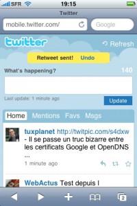 Twitter Mobile - Retweet fonction