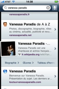 yahoo search sur iPhone
