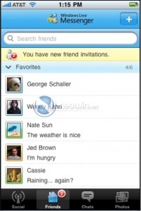 Windows Live Messenger sur iPhone: Contacts