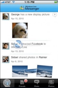 Windows Live Messenger iPhone: réseaux sociaux