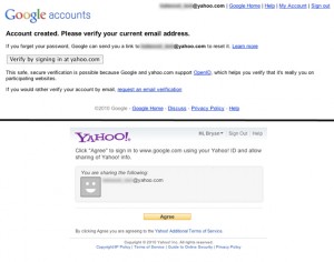Inscription à Google via Yahoo! ID