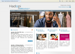 Screen du site Hadopi