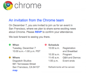 invitation Google Chrome OS
