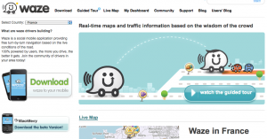 Page d'accueil Waze