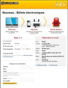 Cinéma: Réservation billet en ligne