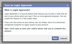 Facebook - Sécurité au login