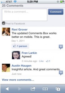 Facebook Comments mobile