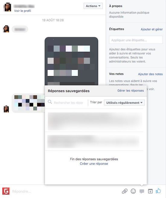 Réponse automatique service client facebook