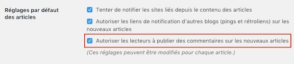 Fermer les commentaires sur un blog wordpress