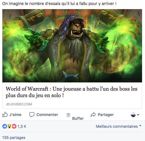 Engagement d'un titre long sur Facebook