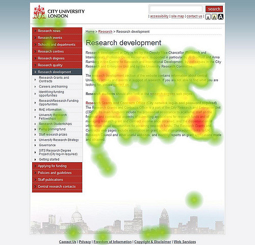 Heatmap of City University Website