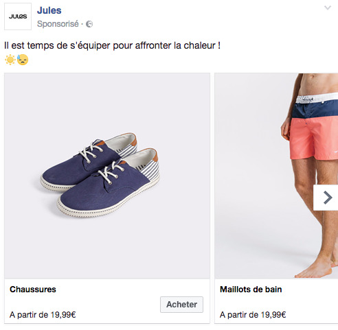 publicité carrousel facebook