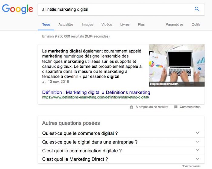 opérateur de recherche google