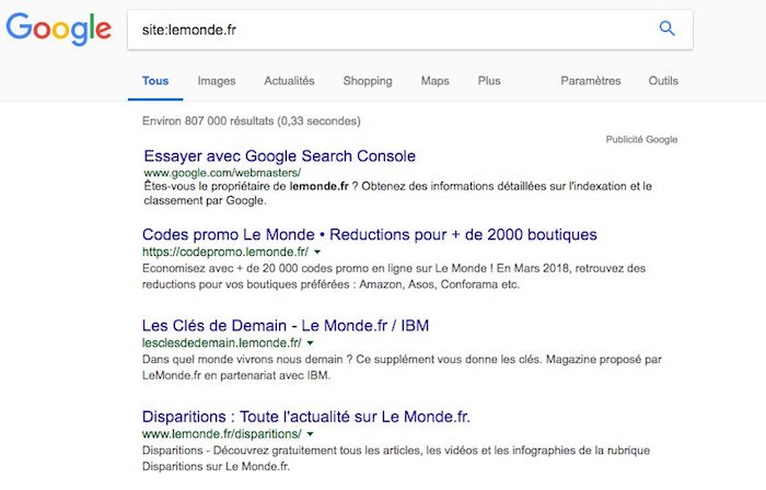 opérateur recherche google