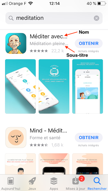 taille du nom sur l'app store