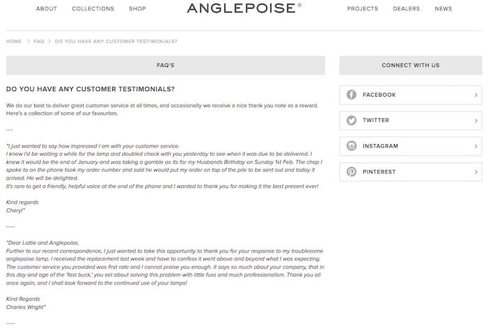 faq anglepoise