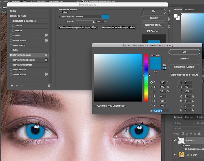 changer la couleur des yeux dans photoshop