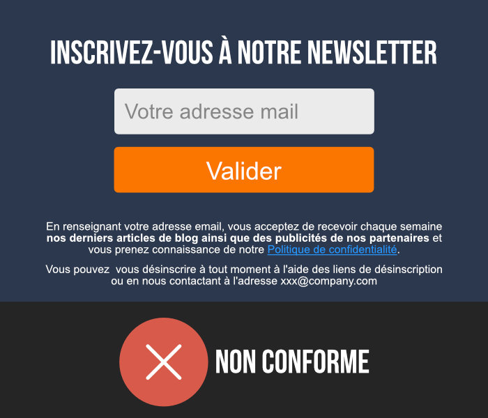 formulaire mail non conforme rgpd