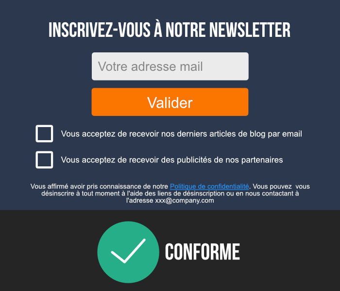 inscription newsletter conforme rgpd