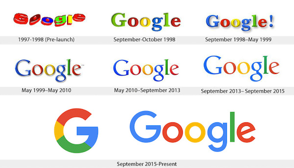 Evolution logo Google - Logo typographique