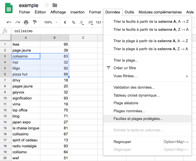 astuce google sheets