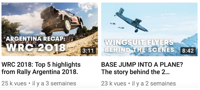 Miniatures vidéos Youtube RedBull