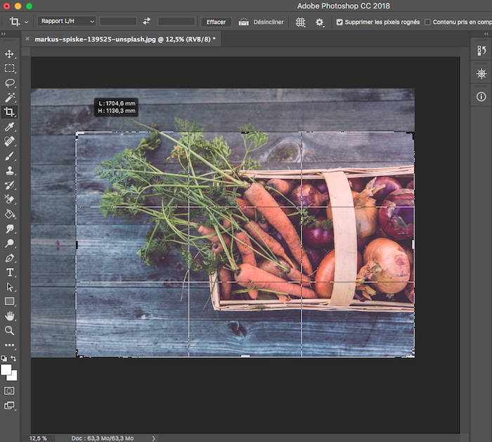 rogner une image sur photoshop