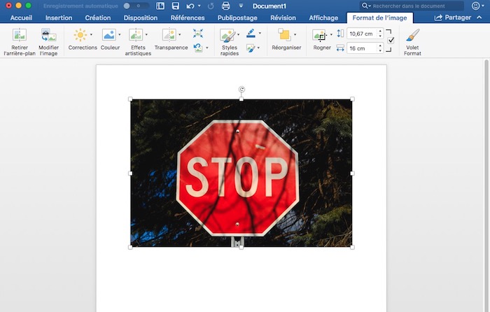 rogner une image sur word