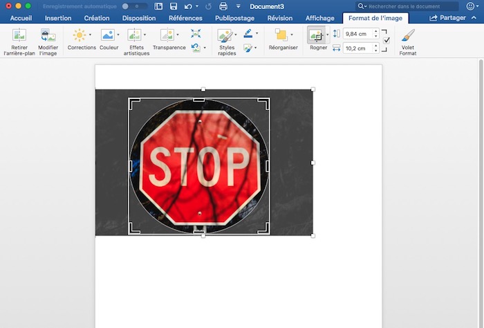 rogner une image en rond sur word