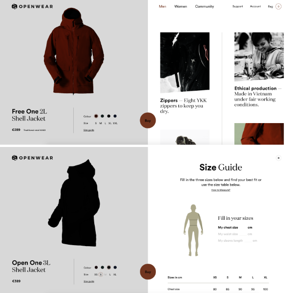 Site ecommerce splitscreen