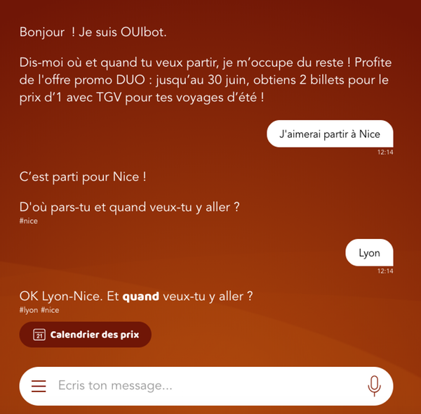 Support chatbot SNCF