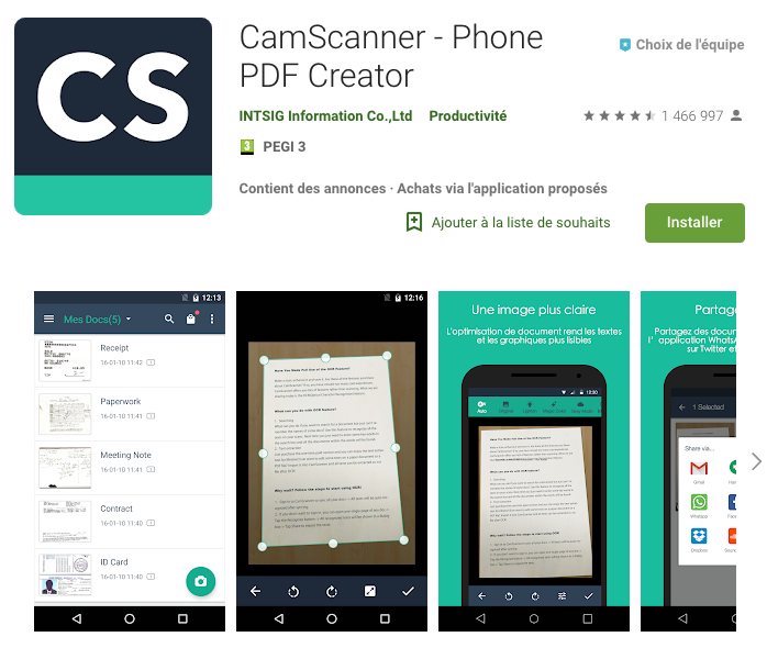 application pour scanner des documents