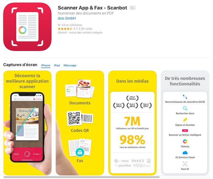 application pour scanner des documents
