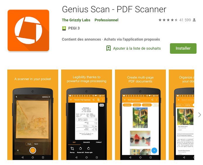 application pour scanner des documents