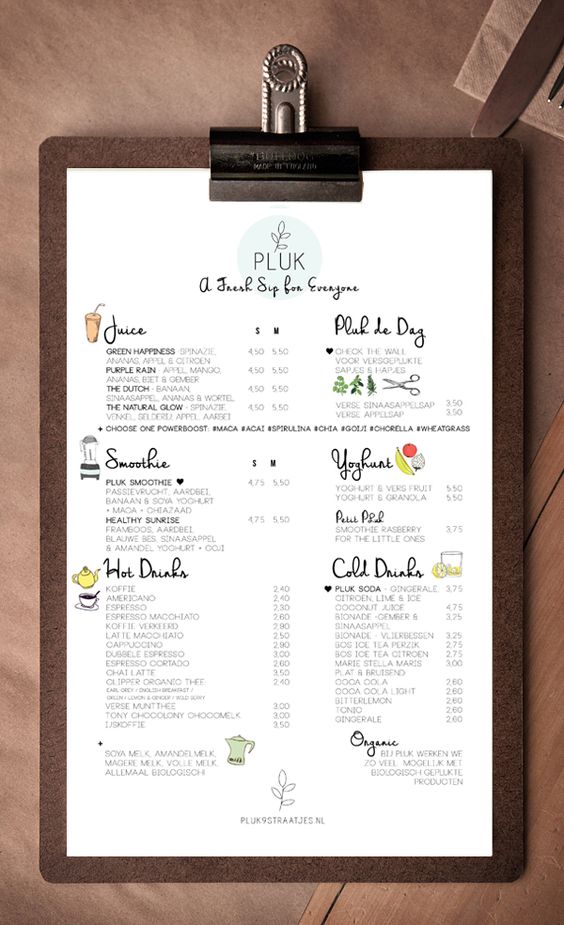 menu de restaurant original