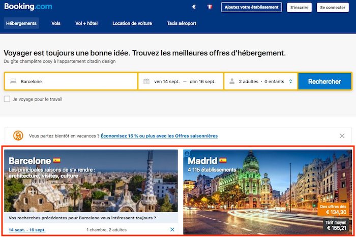 personnalisation sur booking.com