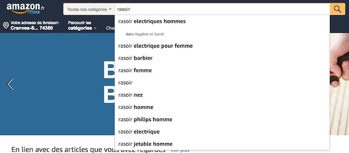suggestions de recherche amazon