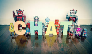the word Chat with vintage robot toys