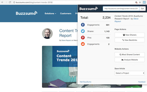 SEO extension gratuite BuzzSumo