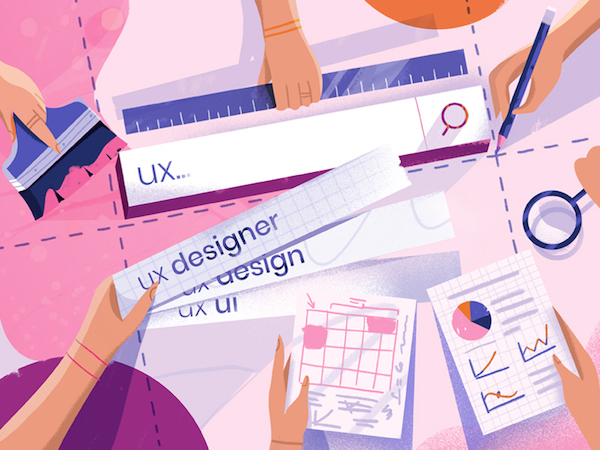 Flat illustration ux designer