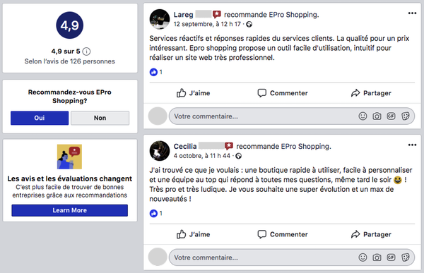 Avis clients ePro Shopping