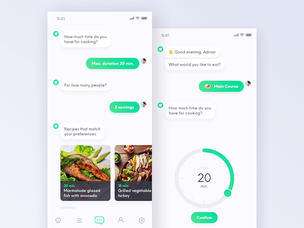 Recette chatbot app mobile