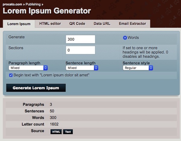 Lorem Ipsum Generator